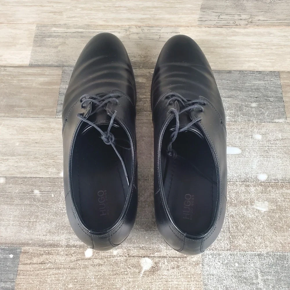 Hugo Boss Colby Mens Shoes Sz 9 Black Leather Lace Up Oxfords Dress Shoe